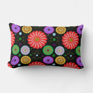 Helle Retro-Blumenmuster Farbige Volkskunst Lendenkissen