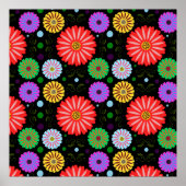 Helle Retro-Blumenmuster Farbige Volkskunst  Poster (Vorne)