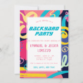 Helle Retro Doodles Lässige Hochzeitsempfehlung Einladung (Vorderseite)