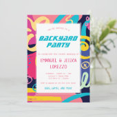 Helle Retro Doodles Lässige Hochzeitsempfehlung Einladung (Stehend Vorderseite)