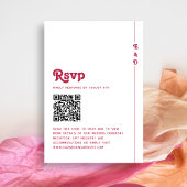 Helle Retro Hot Pink Monogram Wedding QR Code RSVP Karte