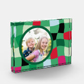 Helle Retro Karierte Runde Fotoblock (Links)