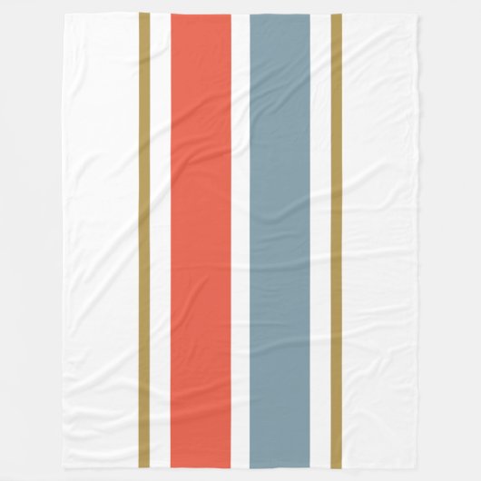 Helle Retro-Orangenschiefer-Streifen auf weiß Fleecedecke (Vorderseite)