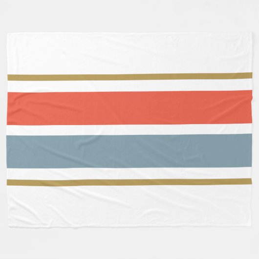 Helle Retro-Orangenschiefer-Streifen auf weiß Fleecedecke (Vorderseite (Horizontal))