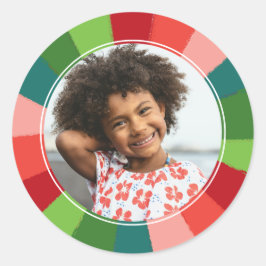 Helle Retro-Rainbow-Foto Runder Aufkleber