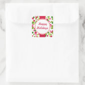 Helle Retro Weihnachtskleber Quadratischer Aufkleber (Tasche)