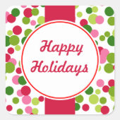 Helle Retro Weihnachtskleber Quadratischer Aufkleber (Vorderseite)