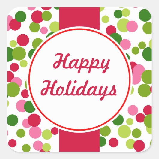 Helle Retro Weihnachtskleber Quadratischer Aufkleber (Vorderseite)