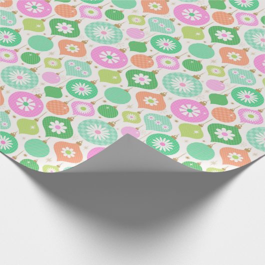 Helle Retro Weihnachtsschmuck Geschenkpapier (Ecke)