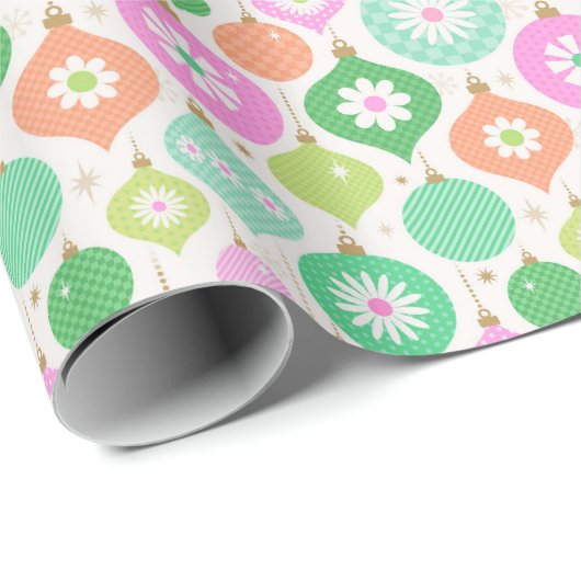 Helle Retro Weihnachtsschmuck Geschenkpapier (Rolleneckpunkt)