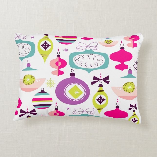 Helle Retro Weihnachtsverzierungen Dekokissen (Rückseite)