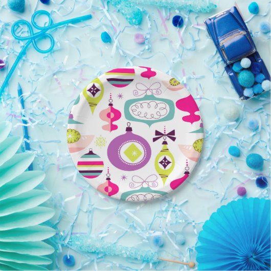 Helle Retro Weihnachtsverzierungen Pappteller (Party)