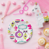 Helle Retro Weihnachtsverzierungen Pappteller (Party)