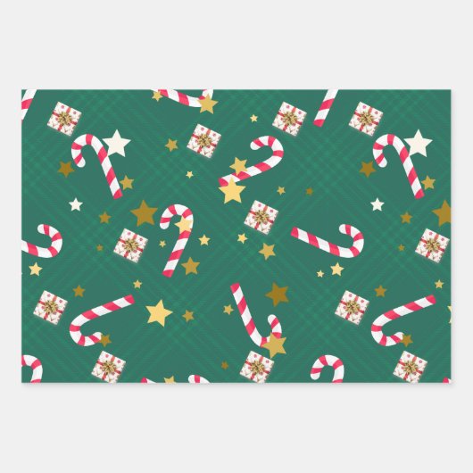 Helle Retro Weihnachtswrapping Papierblätter Geschenkpapier Set (Vorderseite 3)