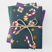 Helle Retro Weihnachtswrapping Papierblätter Geschenkpapier Set (Beispiel)