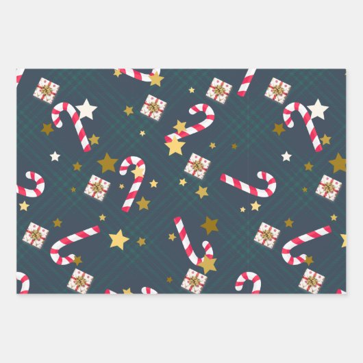 Helle Retro Weihnachtswrapping Papierblätter Geschenkpapier Set (Vorderseite)