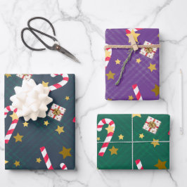 Helle Retro Weihnachtswrapping Papierblätter Geschenkpapier Set