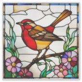 Helle Robin in Buntglas Aufkleber (Vorderseite)