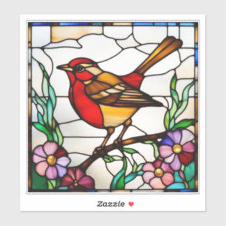 Helle Robin in Buntglas Aufkleber