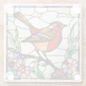 Helle Robin in Buntglas Glasuntersetzer (Rückseite)