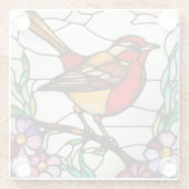 Helle Robin in Buntglas Glasuntersetzer (Rückseite)