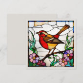 Helle Robin in Buntglas Mitteilungskarte (Vorne/Hinten)