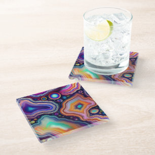 HELLE ROINBODEN-FARBIERTE AGATE-SEITE GLASUNTERSETZER