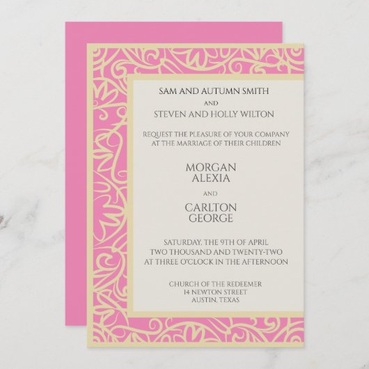 Helle rosa Ankündigung aus jedem Anlass (Vorne/Hinten)