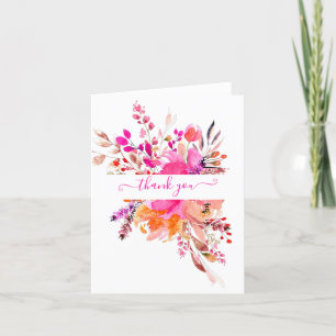 Helle rosa Aquarell-Blumen personalisiert danke