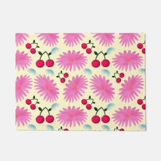 Helle rosa Blumen-Kirsch-Muster | Cute Kawaii Fußmatte (Vorderseite)