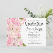 Helle rosa BlumenAbschluss-Party Einladung (Stehend Vorderseite)