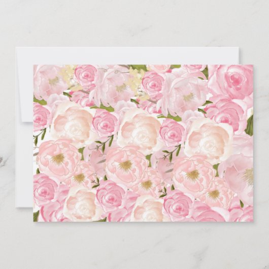 Helle rosa BlumenAbschluss-Party Einladung (Rückseite)