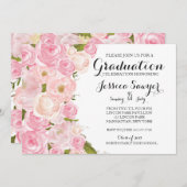 Helle rosa BlumenAbschluss-Party Einladung (Vorne/Hinten)