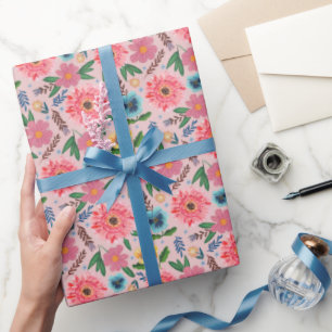 Helle rosa Blumenverpackung Papiergarten-Design Geschenkpapier