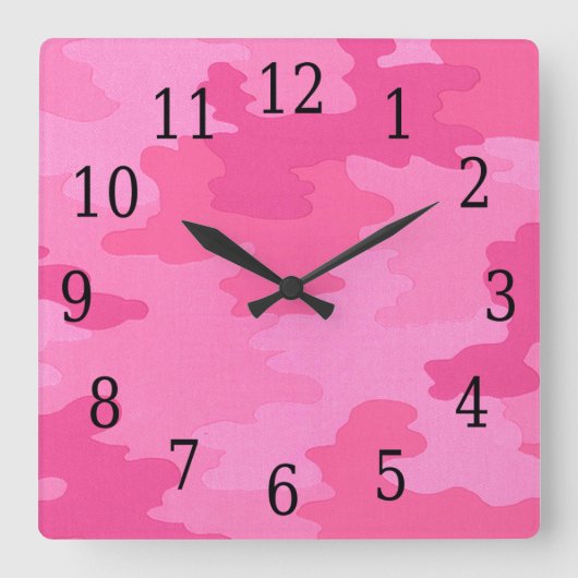Helle rosa Camouflage Square Uhr (Vorderseite)