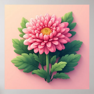 Helle rosa Chrysanthemen Poster