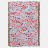 Helle rosa Flamingos auf Blau 2 Decke (Vorderseite Vertikal)
