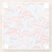 Helle rosa Flamingos auf Blau 2 Glasuntersetzer (Rückseite)