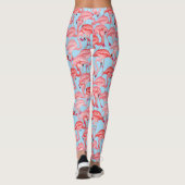 Helle rosa Flamingos auf Blau 2 Leggings (Rückseite)