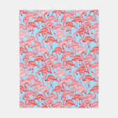 Helle rosa Flamingos auf Blau Fleecedecke (Vorderseite)