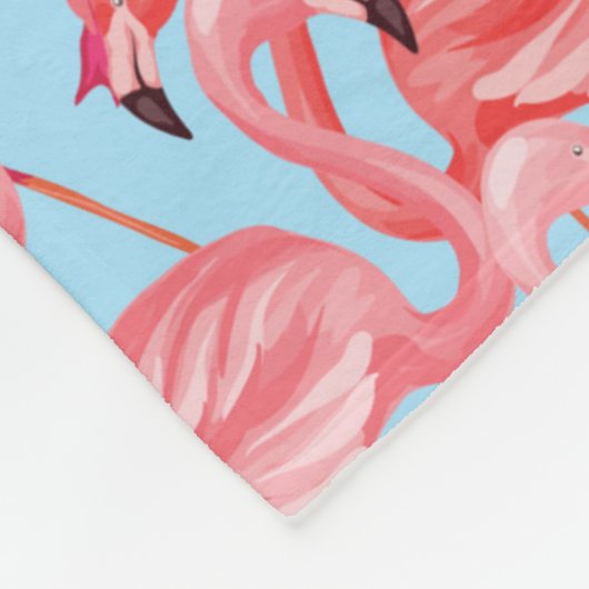 Helle rosa Flamingos auf Blau Fleecedecke (Ecke)