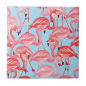 Helle rosa Flamingos auf Blau Fliese (Vorderseite)