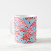 Helle rosa Flamingos auf Blau Kaffeetasse (Vorderseite Links)