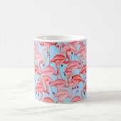 Helle rosa Flamingos auf Blau Kaffeetasse (Mittel)