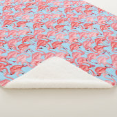 Helle rosa Flamingos auf Blau Sherpadecke (3/4)