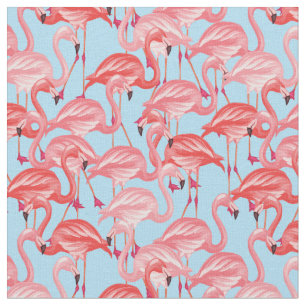 Helle rosa Flamingos auf Blau Stoff
