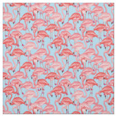 Helle rosa Flamingos auf Blau Stoff (Muster)