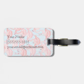 Helle rosa Flamingos auf Monogramm des Blau-| Gepäckanhänger (Rückseite horizontal)