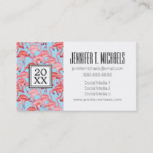 Helle rosa Flamingos des Foto-Abschluss-| auf Blau Telefonnummerkarte (Rückseite)