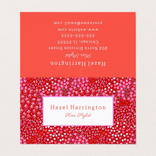 Helle Rosa Flora Business Card Stift Visitenkarten (Außenseite Aufgefaltet)